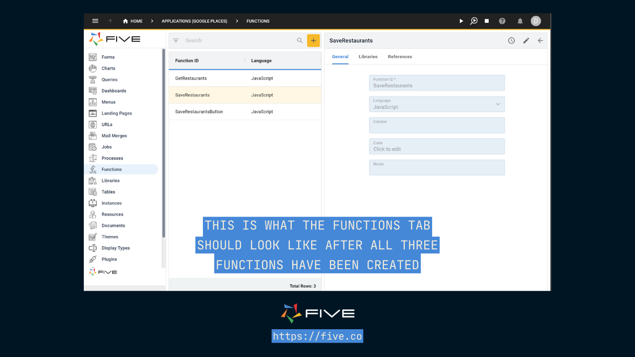 Five.Co - Google Maps API Application - Functions
