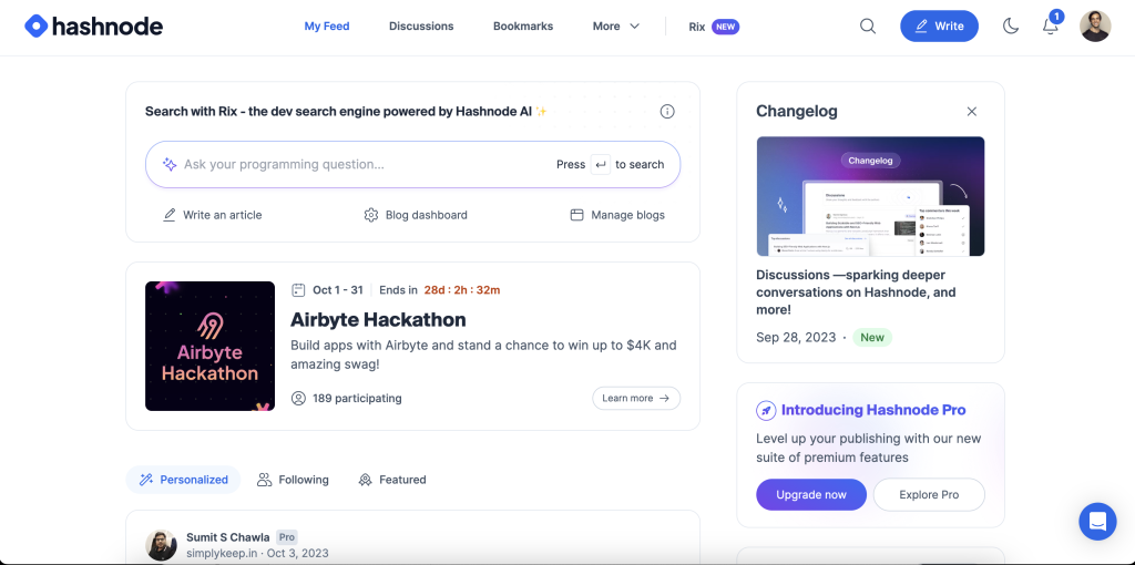 The Hashnode User-Interface